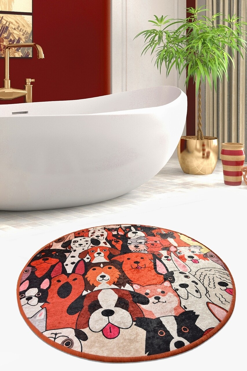 Covoras de baie Dogs, Chilai, Ø100 cm, multicolor - imagine 5